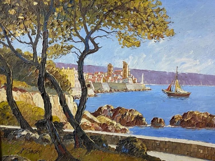 Tableau signé Xavier SAGER 1881-1969 vue de Nice Paire possible