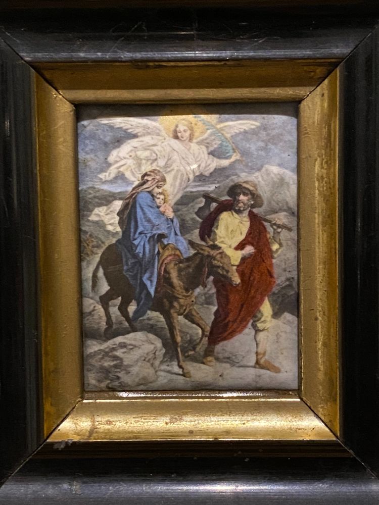 Set of three religious scenes, Painting on porcelain, 19th century