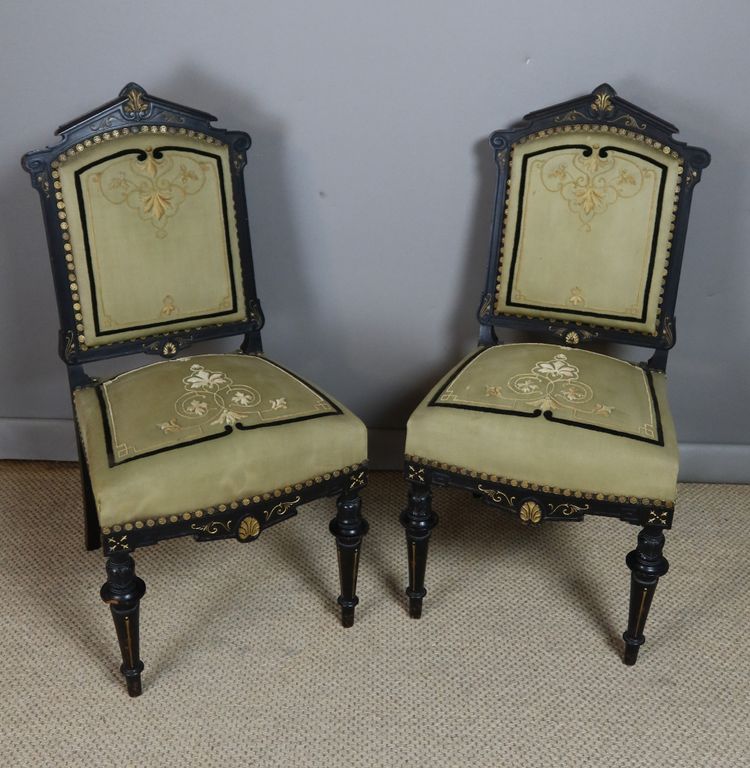 Napoleon III lounge, two armchairs, two chairs