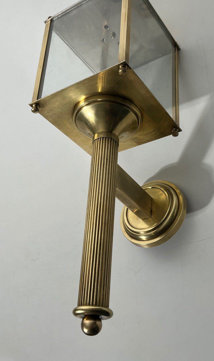 Pair of Neoclassical Brass Wall Lamps By Jansen