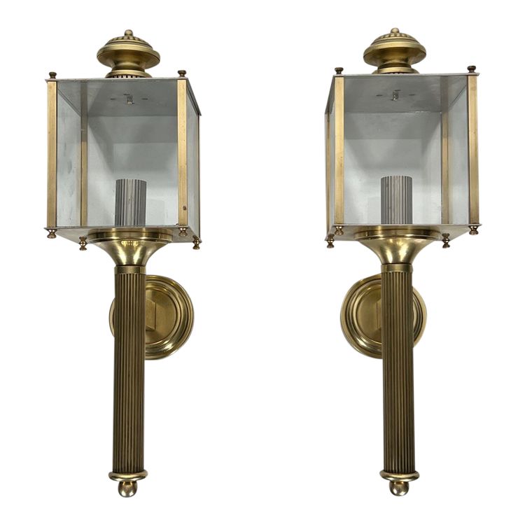 Pair of Neoclassical Brass Wall Lamps By Jansen