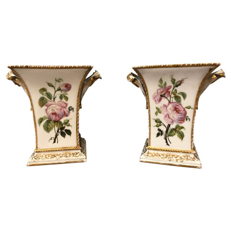 Pair of 19th century Vieux Paris porcelain vases