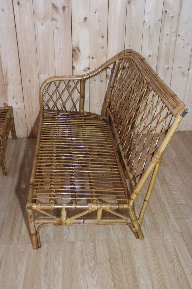 Rattan Corner Sofa XXth Century