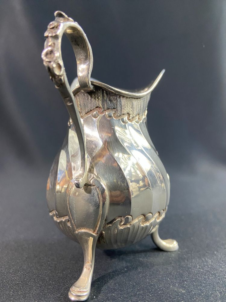 Solid silver milk jug signed Béguin Minerve hallmark Rocaille style Louis XV