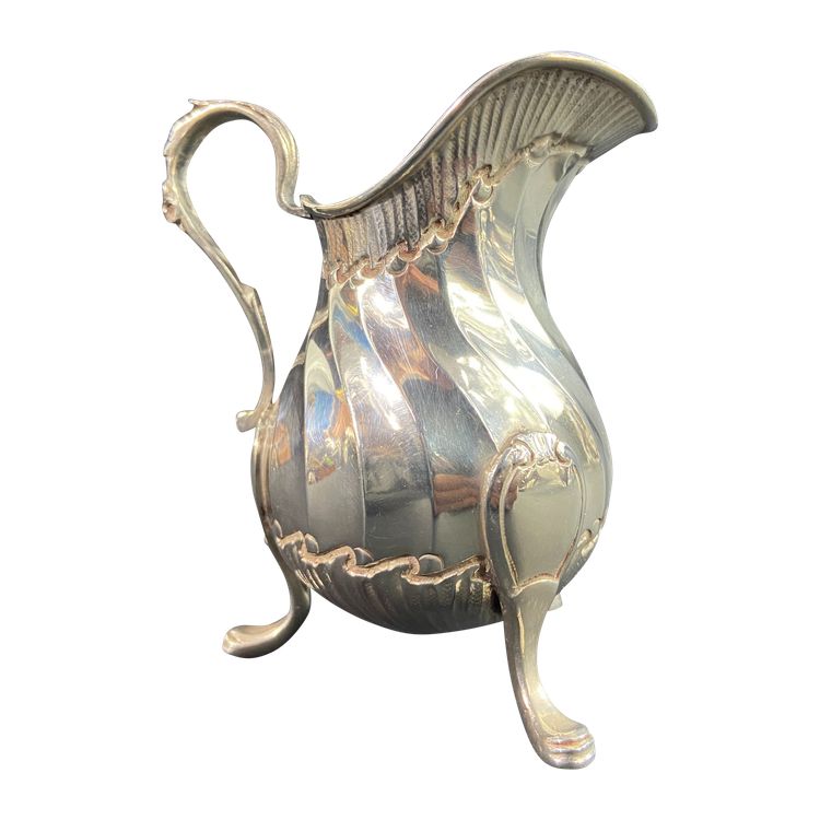 Solid silver milk jug signed Béguin Minerve hallmark Rocaille style Louis XV