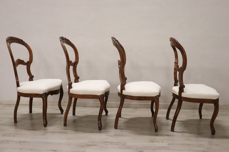 Chaises de Salle à Manger en Noyer Sculpté, Milieu du XIXe Siècle