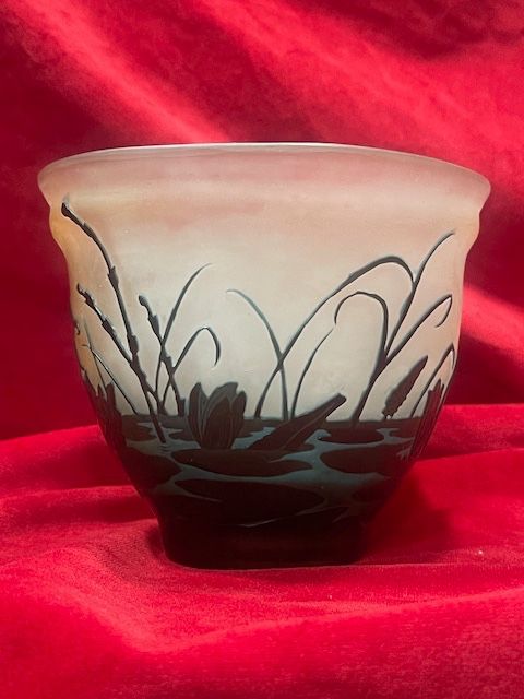 Vaso a ciotola Emile Gallé Water Lily Design Art Nouveau Ecole De Nancy