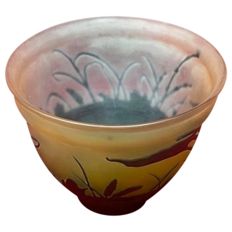 Vaso a ciotola Emile Gallé Water Lily Design Art Nouveau Ecole De Nancy