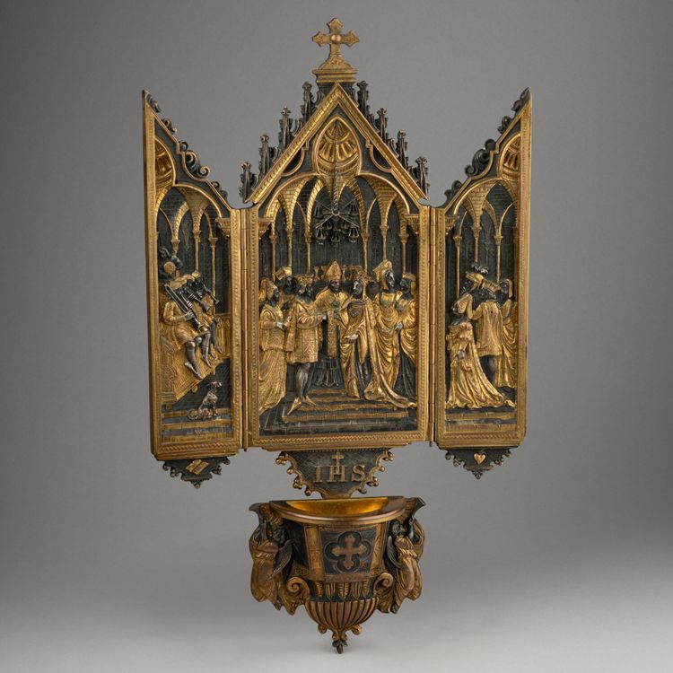 Retable de dévotion privée en bronze, XIXe siècle 