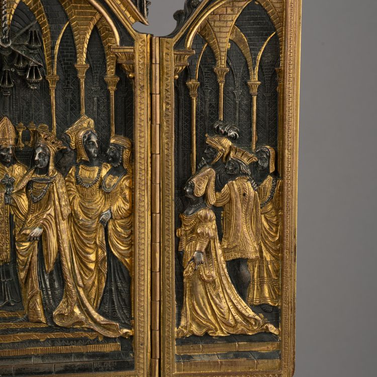 Retable de dévotion privée en bronze, XIXe siècle 