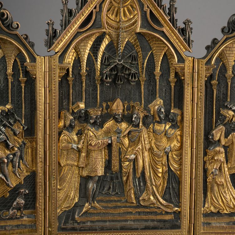 Retable de dévotion privée en bronze, XIXe siècle 