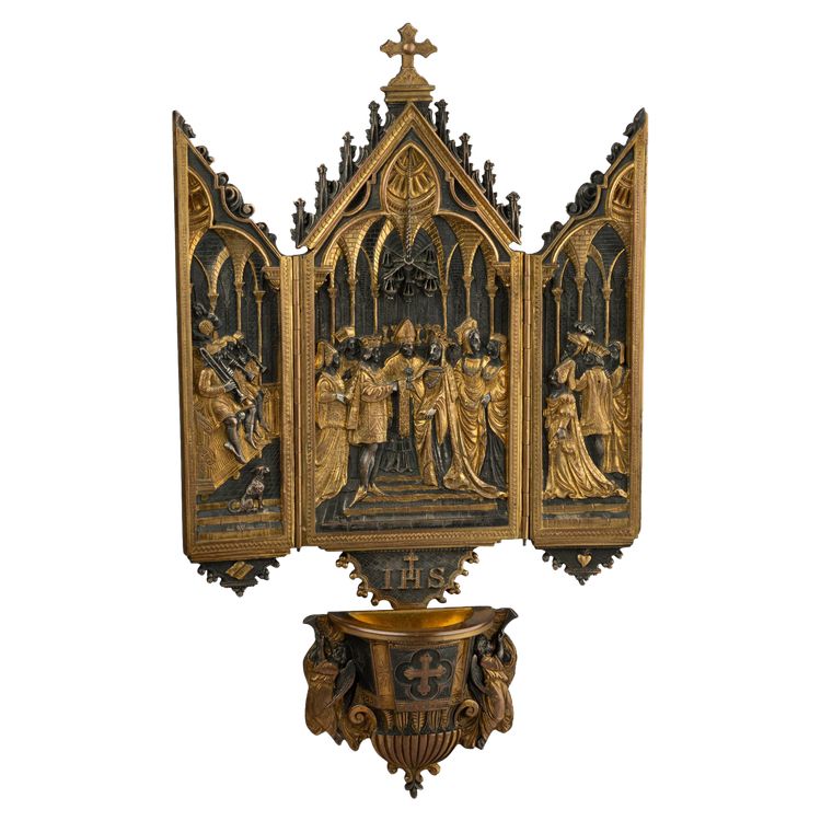 Retable de dévotion privée en bronze, XIXe siècle 