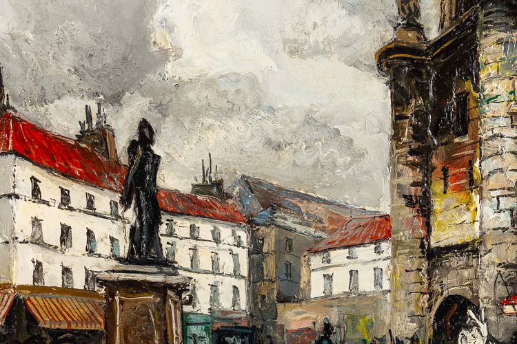 Franck Will (1900-1951) Place de la Grosse Horloge à La Rochelle oil on canvas circa 1925-1930