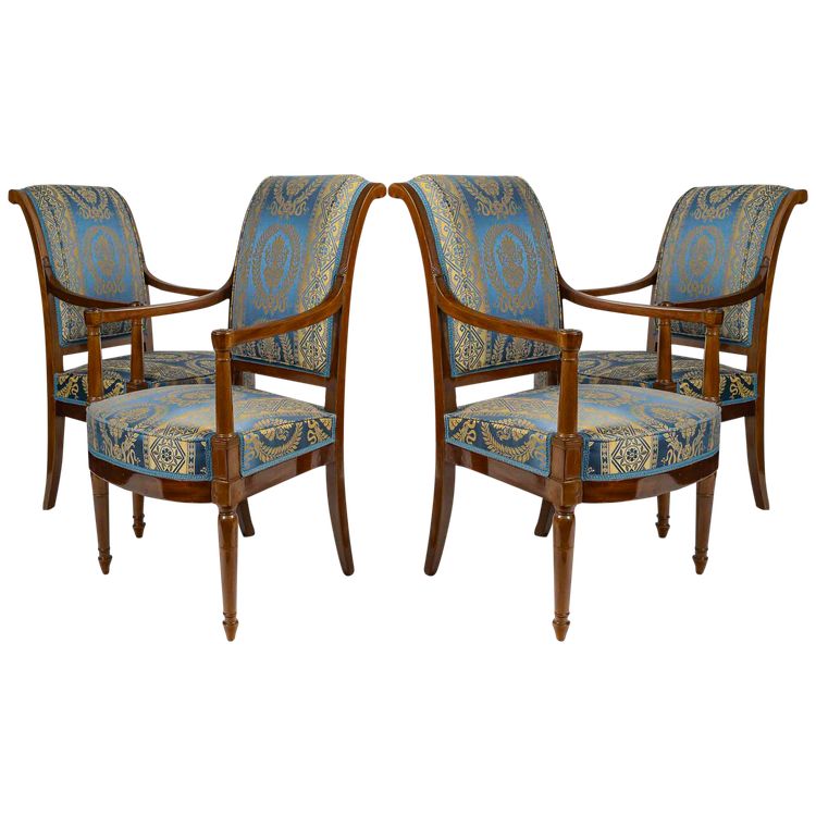 Georges Jacob Master in 1765 Four mahogany armchairs from the Directoire period circa 1795-1799