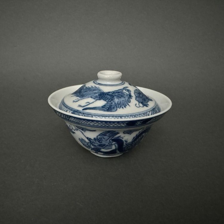 Porcelain bowl with cover China dragon design late 19th century