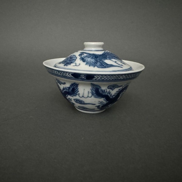 Porcelain bowl with cover China dragon design late 19th century