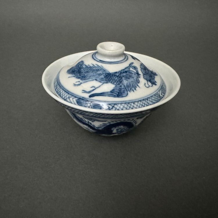 Porcelain bowl with cover China dragon design late 19th century