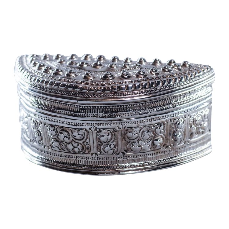 Kalkdose Betel Halbmond Silber Birma 117g