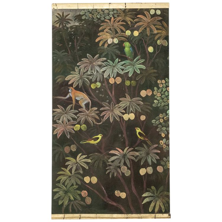 Painted canvas depicting animals on an exotic background. Contemporary. LS61281089I