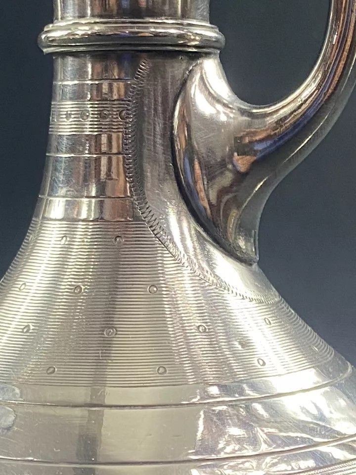 19th-century silver-plated coffee pot with rich Napoleon III guilloché decoration