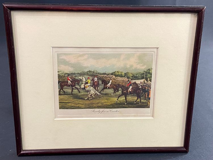 English engraving 19th century Ready for a canter Equitation horse racing horse