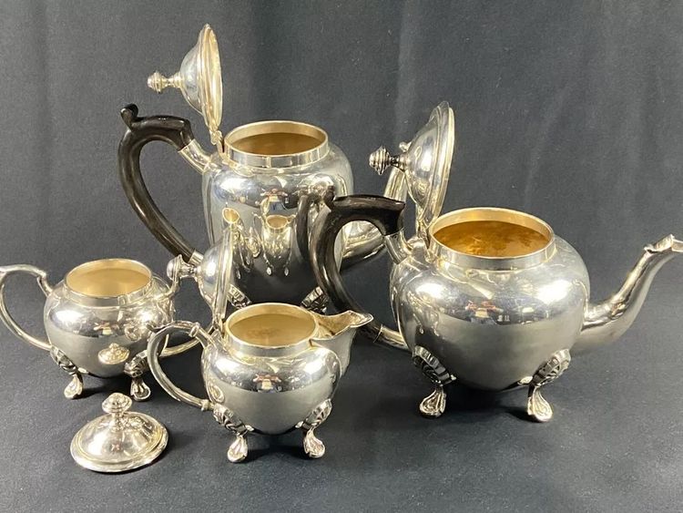 Silver-plated tea set Coffee pot teapot milk jug sugar bowl Restoration