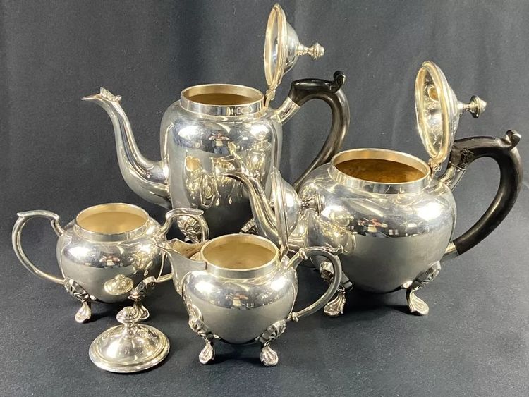 Silver-plated tea set Coffee pot teapot milk jug sugar bowl Restoration