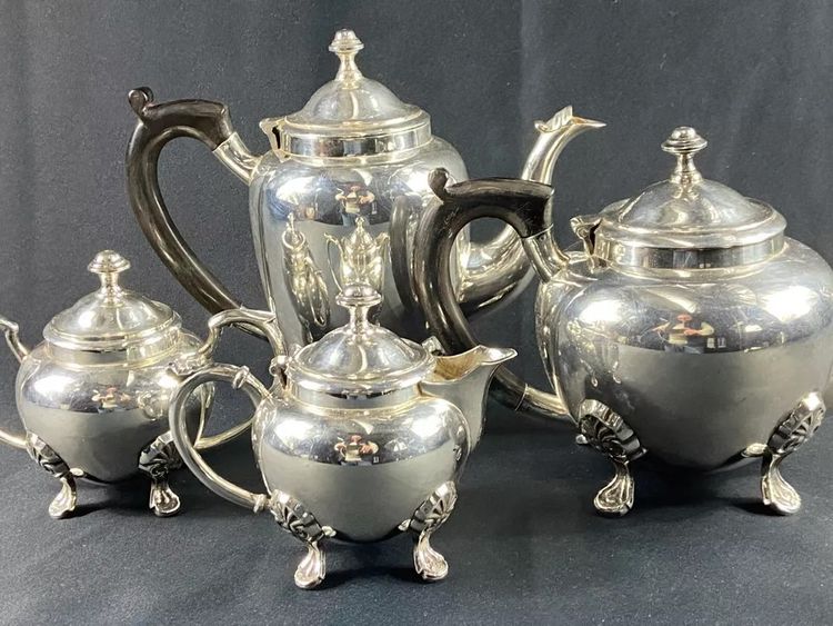 Silver-plated tea set Coffee pot teapot milk jug sugar bowl Restoration