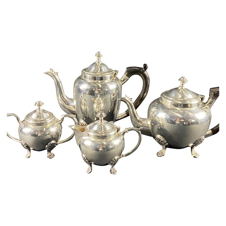 Silver-plated tea set Coffee pot teapot milk jug sugar bowl Restoration