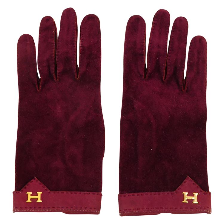 Paire de gants HERMES PARIS made in france en velour