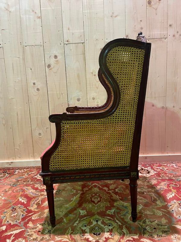 Bergère - Fauteuil  style Louis XVI  en cannage  