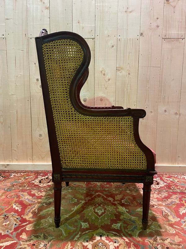 Bergère - Fauteuil  style Louis XVI  en cannage  