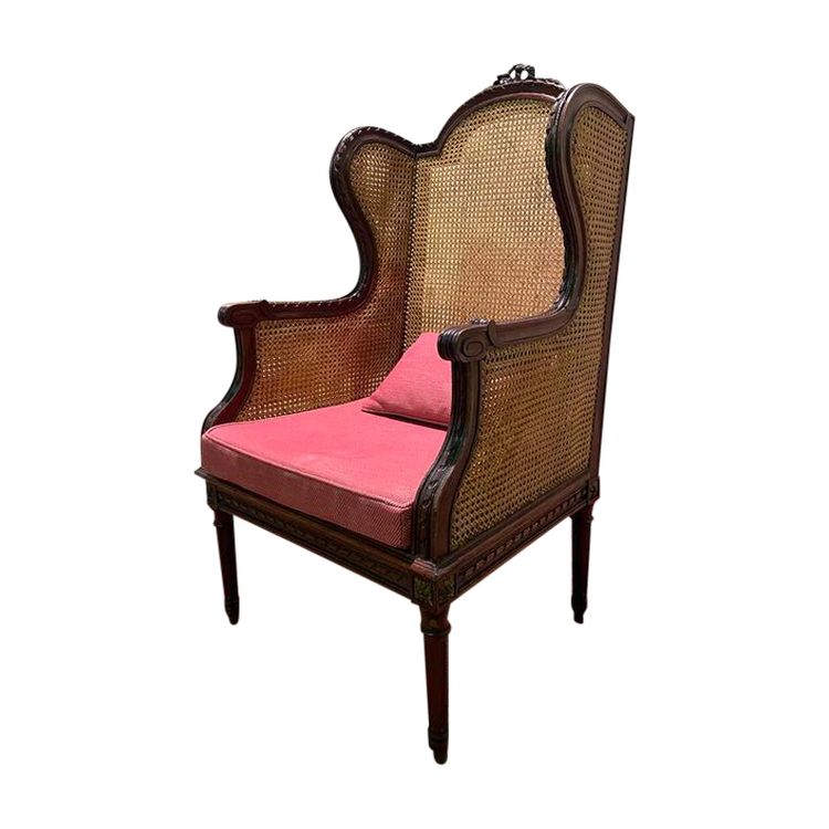 Bergère - Fauteuil  style Louis XVI  en cannage  