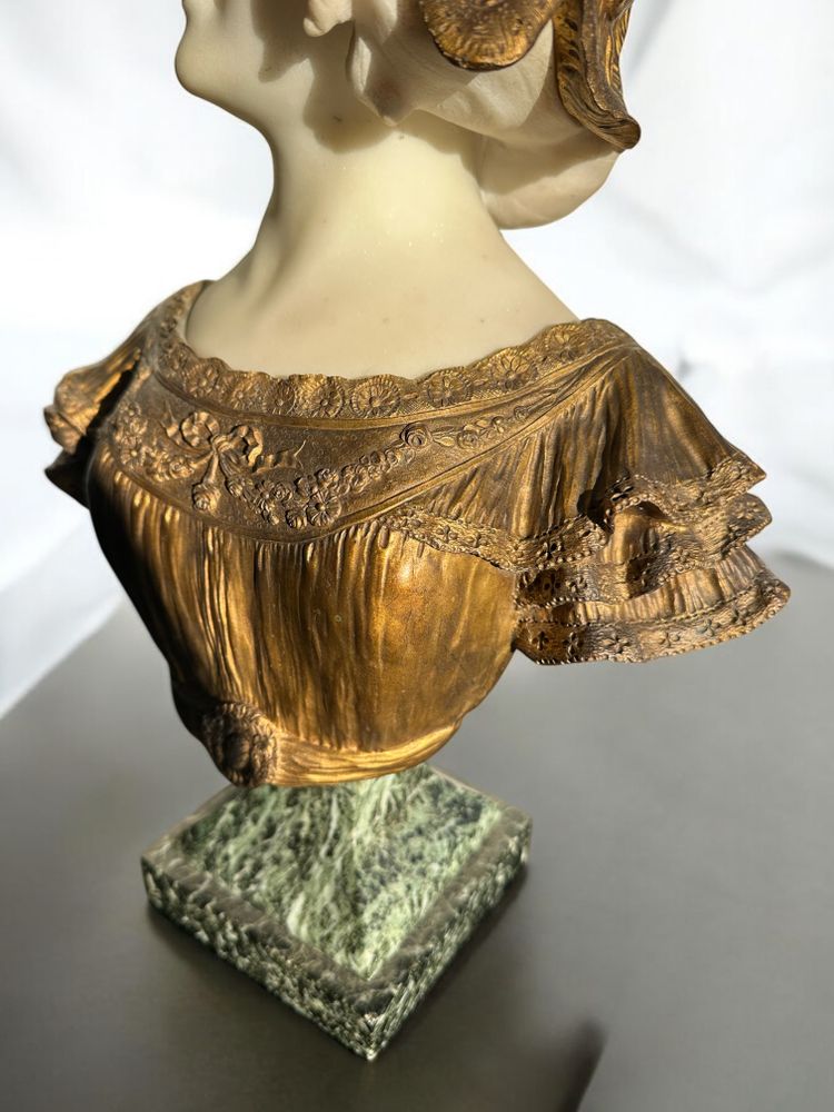 Marble and bronze bust signed Gory