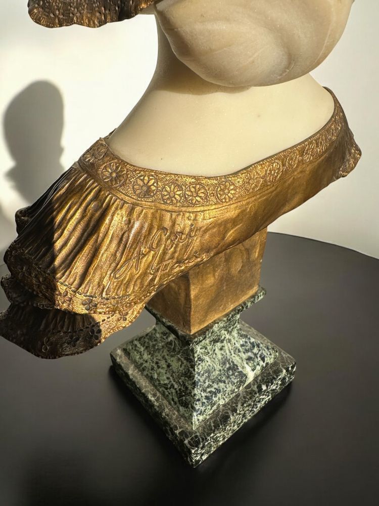 Marble and bronze bust signed Gory