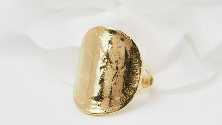 Anello con moneta Napoleone 1er 20 franchi in oro giallo