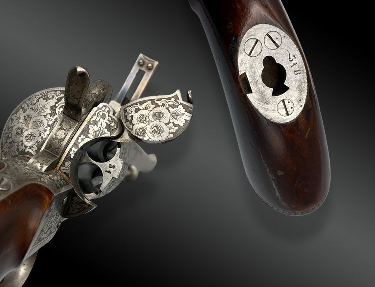 Revolver Carabine LEFAUCHEUX Engraved by CARON AQer. Of the Emperor. France, 19th century - circa 1860