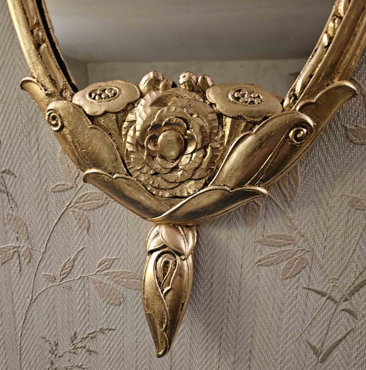 1925 Art Deco Gilded Metal Leaf Mirror