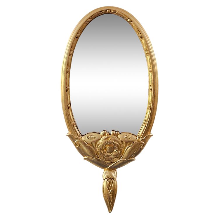 1925 Art Deco Gilded Metal Leaf Mirror