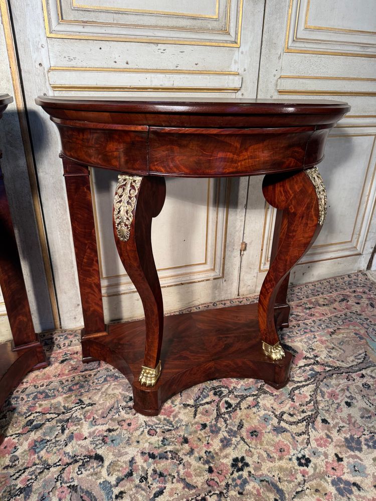 Pair of Napoleon 1 st mahogany and bronze consoles