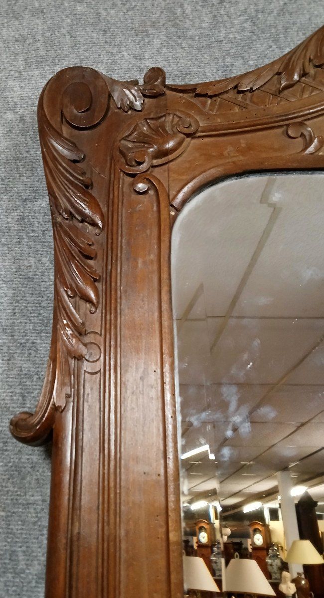 Louis XV rocaille mirror in solid walnut circa 1880 / height 250cm