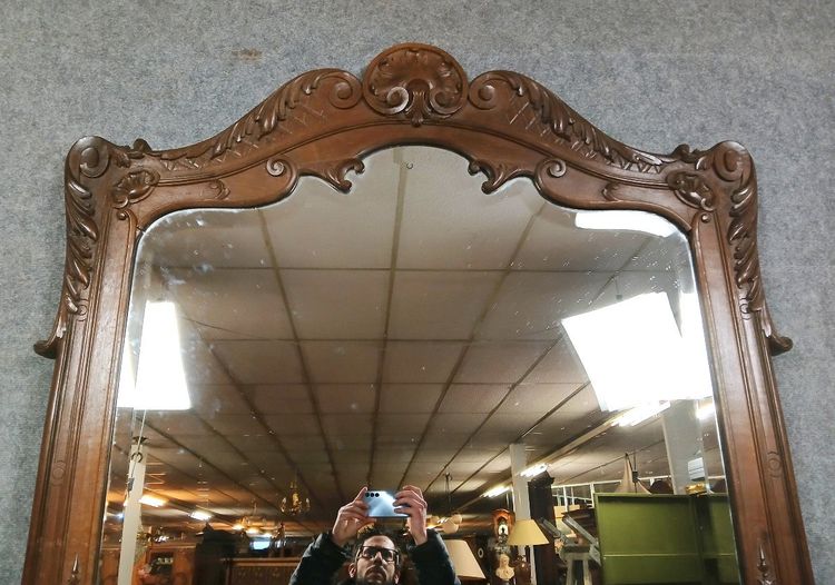 Louis XV rocaille mirror in solid walnut circa 1880 / height 250cm