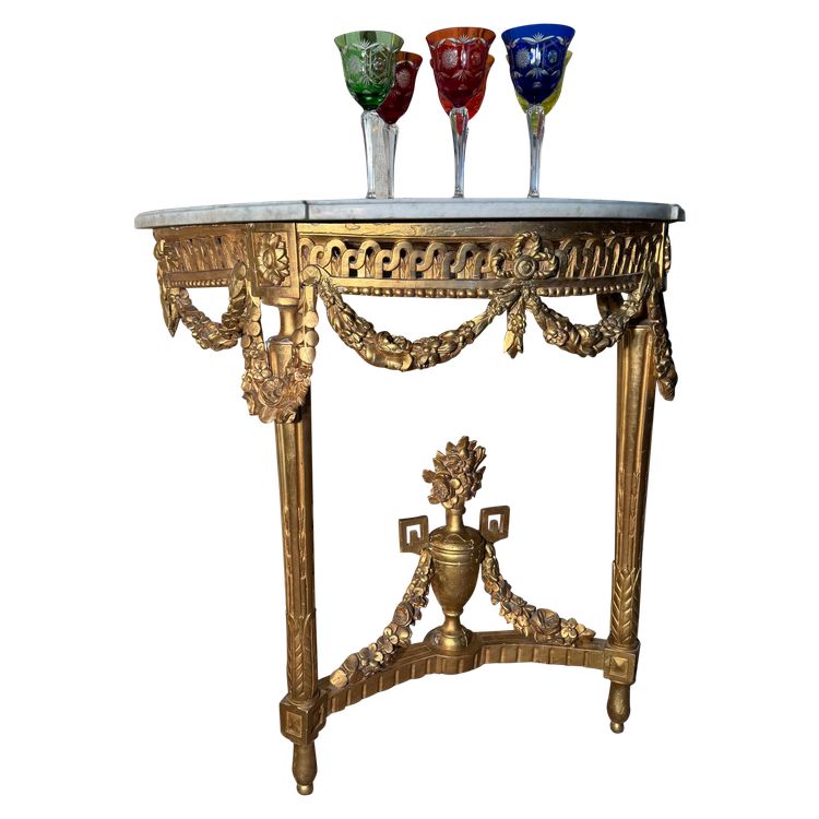 Louis XVI period gilded wood half moon console 18 eme