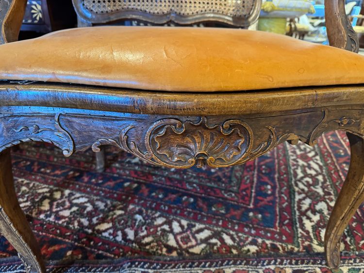 Pair of Louis XV cane armchairs in walnut