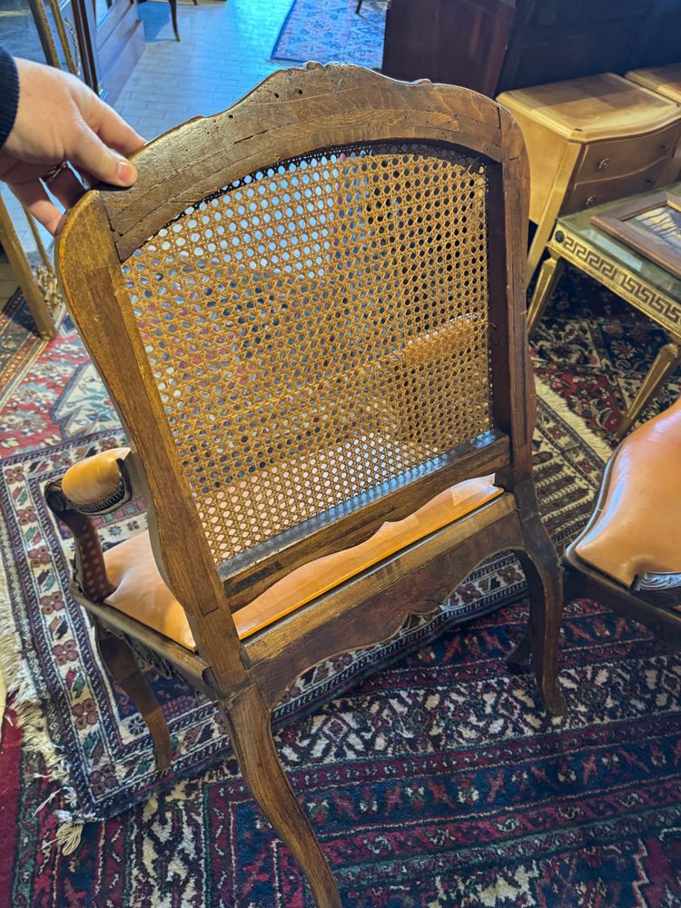 Pair of Louis XV cane armchairs in walnut