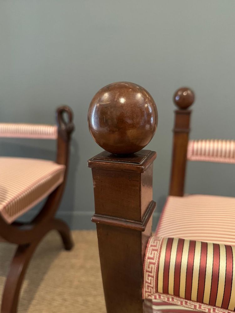 Rare pair of large Empire-Consulate period curved stools.