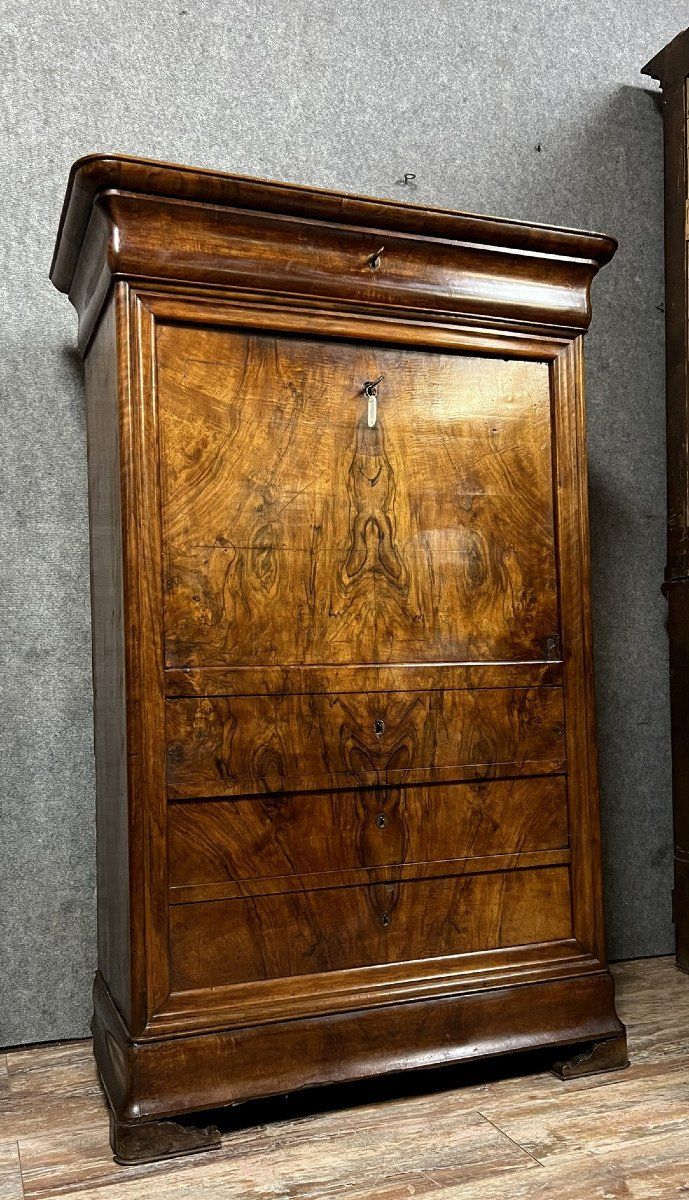 Louis Philippe period double-cradle walnut secretary circa 1830