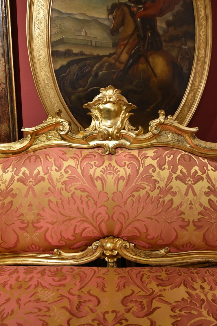 Canapé Louis XIV en bois doré, Rome Début XVIIIe Siècle