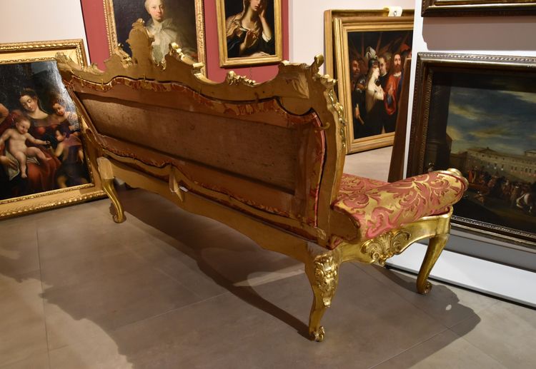 Canapé Louis XIV en bois doré, Rome Début XVIIIe Siècle