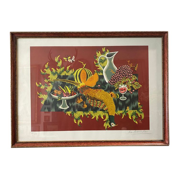 Jean Picart Le Doux, Still life with pheasant, Color lithograph Signed and numbered 48/250